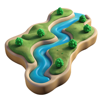 magnificent creative Digital River Delta with Branching Waterways Transparent Background premium png