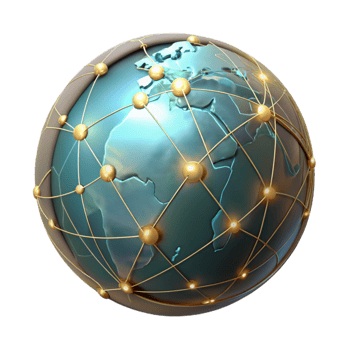 elegant abstract Digital World Map with Glowing Lines Isolated 4K png