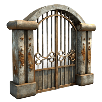 impressive contemporary Dilapidated Metal Gate Isolated high quality png