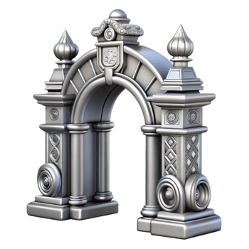 stunning rustic Dimensional Gateway Ornate Design Silver Isolated genuine png