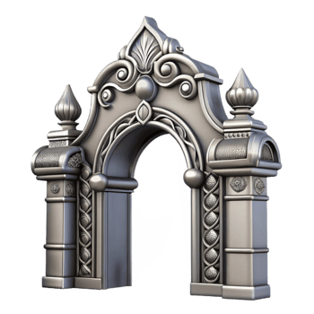 extraordinary artistic Dimensional Gateway Ornate Design Silver Isolated high quality png