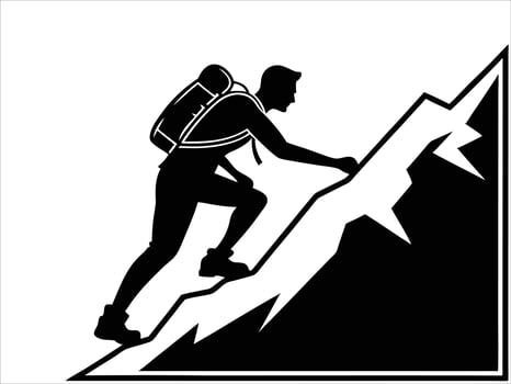 High Altitude Adventure Epic Mountain Climber Silhouettes vector