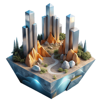 beautiful abstract Dimensional Shift Landscape Mirrored Isolated Element 4K png