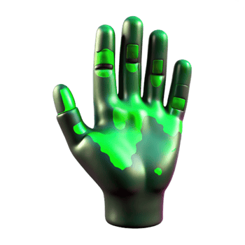 impressive artistic Distorted Hand Isolated with Green Glitch high quality png