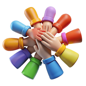 vibrant artistic Diverse Community Hands United Isolated with Soft Lighting professional png