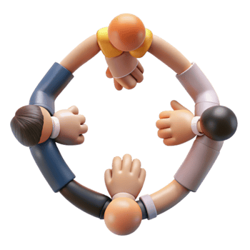stunning rustic Diverse People Holding Hands Isolated with Soft Shadows detailed png