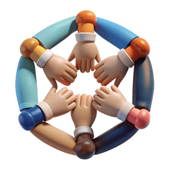 beautiful vintage Diverse People Holding Hands Isolated with Soft Shadows 4K png