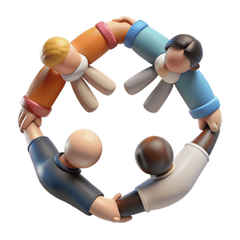 serene artistic Diverse People Holding Hands Isolated with Soft Shadows genuine png