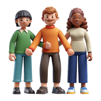 serene rustic Diverse People Holding Hands Isolated with Soft Shadows high resolution png