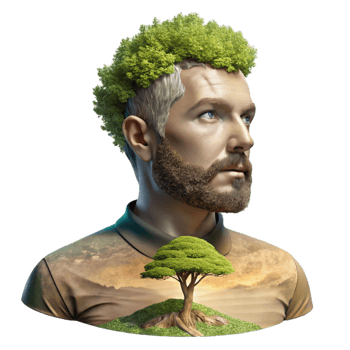 wonderful minimalist Double Exposure Portrait Man and Tree Cutout high quality png