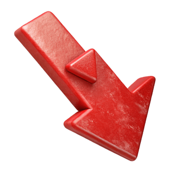 wonderful vintage Downward Trending Arrow Isolated Red Color 4K png