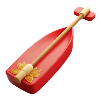 elegant modern Dragon Boat Festival Paddles in Water Transparent Background 4K png
