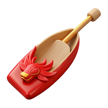 elegant traditional Dragon Boat Festival Paddles in Water Transparent Background professional png