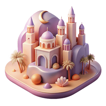 vibrant traditional Dreamlike Cityscape Pastel Colors Cutout detailed png