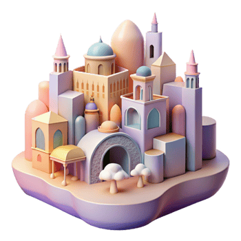 extraordinary vintage Dreamlike Cityscape Pastel Colors Cutout high resolution png