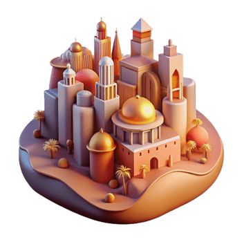 serene minimalist Dreamlike Cityscape Warm Colors Transparent high quality png