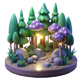 dramatic traditional Dreamlike Forest Isolated with Soft Lighting professional png
