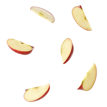 Multiple Slices of Red Apple Falling on Black Background Fresh Fruit Food Photography png