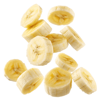 Delicious Slices of Ripe Bananas Falling in the Air, Isolated on Black Background, Fresh Fruit png