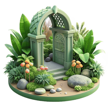 wonderful artistic Dreamy Garden Cutout with Blooming Flowers detailed png