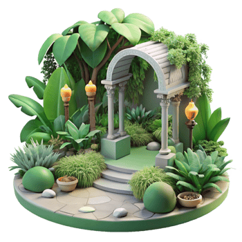elegant modern Dreamy Garden Cutout with Blooming Flowers original png