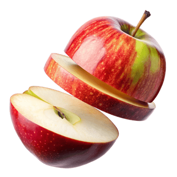 A delicious red apple sliced in mid air showing its juicy texture and vibrant colors a perfect image for healthy eating advertising or food blogs png