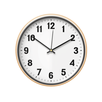 Round pastel wall clock displaying ten-fifteen png