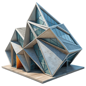 stunning classic Dynamic Architecture Structure Angled Perspective Isolated detailed png