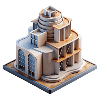wonderful abstract Dynamic Building Massing Cutout Sculptural Form high resolution png