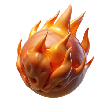serene minimalist Dynamic Fireball Synesthesia Transparent Background with Intense Heat premium png