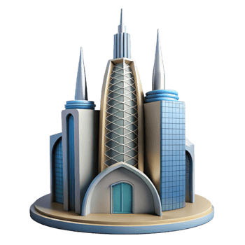 beautiful minimalist Dynamic Skyscraper Design Cutout Iconic Structure premium png