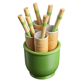 impressive creative Eco Friendly Bamboo Straws Transparent Background premium png