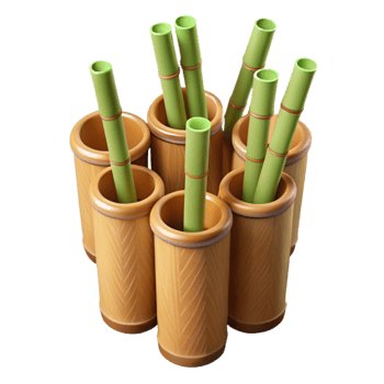 beautiful modern Eco Friendly Bamboo Straws Transparent Background 4K png