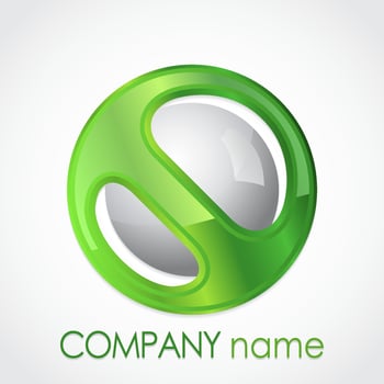 3d glossy green color sphere logo design vector