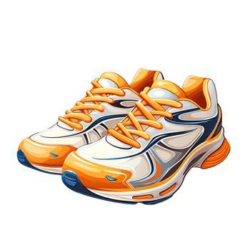 Blue and orange running shoes with a sporty design png