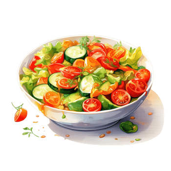 Healthy vegetable salad with cherry tomatoes, cucumbers, and crisp lettuce png