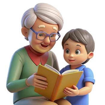 wonderful contemporary Elderly Woman Reading to Child Transparent Background high resolution png