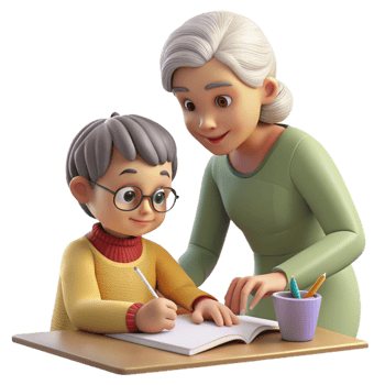 vibrant rustic Elderly Woman Teaching Child to Bake Bread Transparent exclusive png