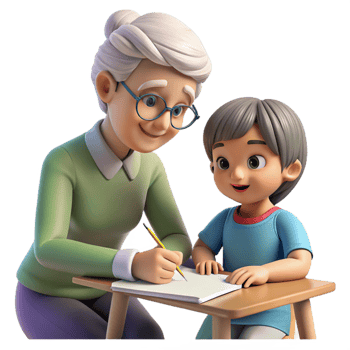wonderful abstract Elderly Woman Teaching Child to Bake Bread Transparent exclusive png