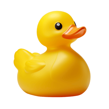 Bright yellow rubber duck floating cheerfully on calm blue water png