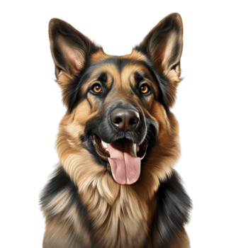 Loyal German shepherd dog with alert ears and a cheerful expression png