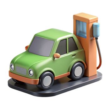 impressive traditional Electric Car Charging at Station Cutout Silver Body high resolution png