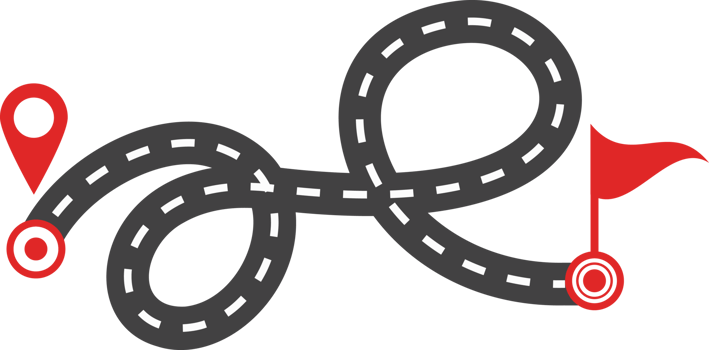 Concept of plan with an easy route A, difficult option B and real life way. Expectation and reality png