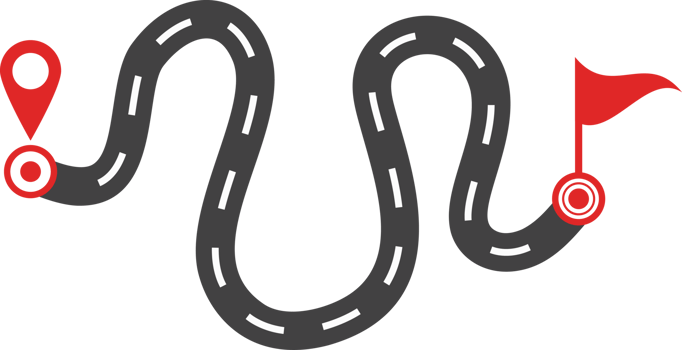 Concept of plan with an easy route A, difficult option B and real life way. Expectation and reality. png