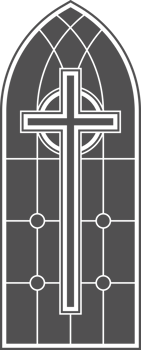 Gothic church window frame with medieval pattern. Stained glass cathedral arch. Vintage catholic architecture shape. Renaissance decoration with cross. png
