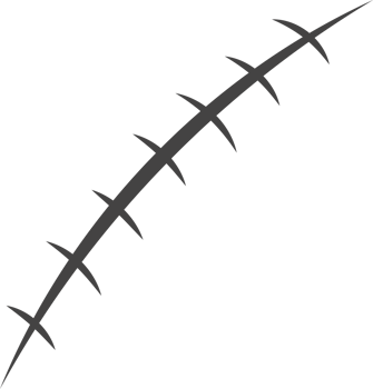 Skin scars and stitch. Simple black medical icon png