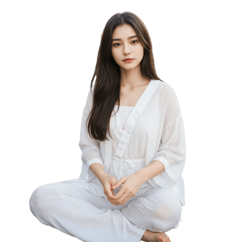 A woman in white sitting on the floor png