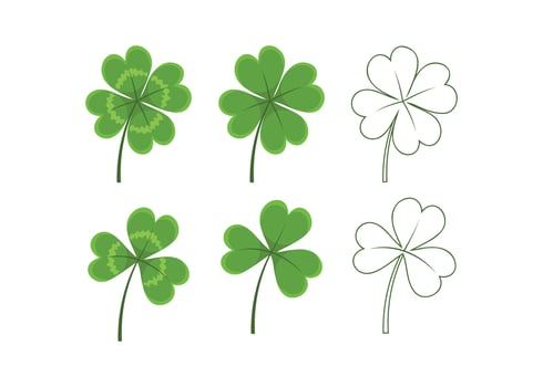 Green clover leaf set vector