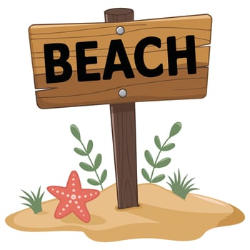 Wooden beach signage vector