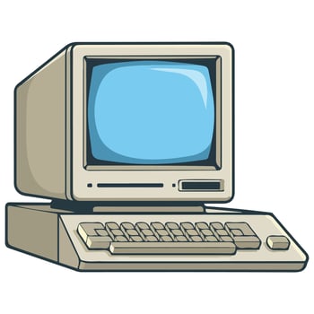 Retro desktop computer vector